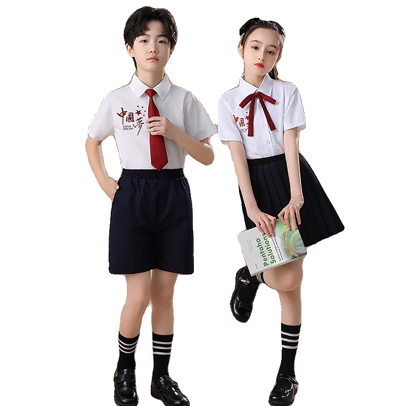 六一儿童国潮中小学生诗歌朗诵演出服中国红表演大合唱主持人礼服