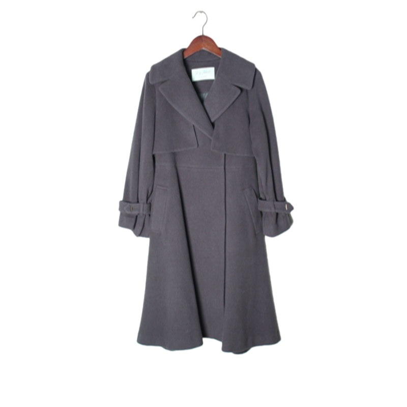 vintage日本制 高端中古复古毛领毛呢中长款混羊绒羊毛大衣外套 W