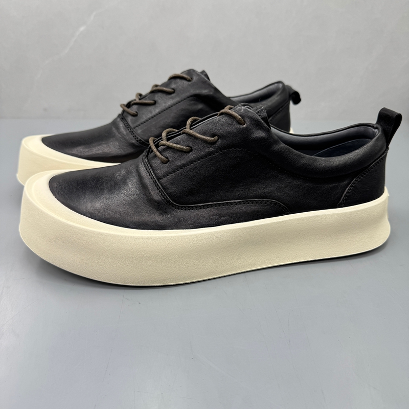 真皮男鞋百搭手工马皮厚底皮鞋