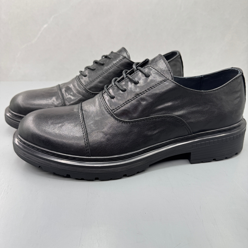 手抓纹真皮男鞋三接头商务皮鞋