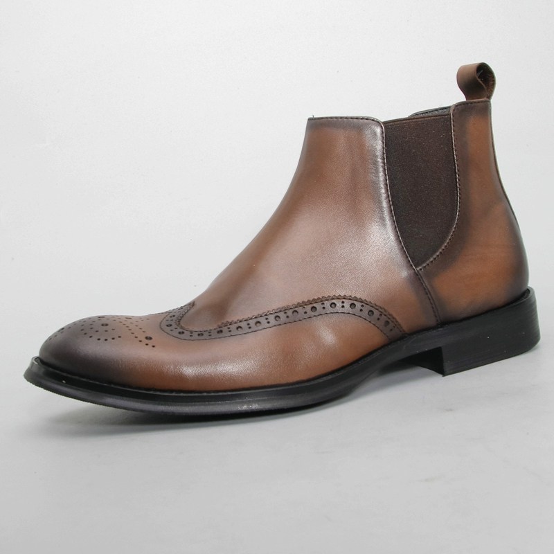 牛皮里 捡漏 稀缺高端头层牛皮男士皮靴马丁靴雕花英伦风切尔西靴,流行男鞋,切尔西靴,淘宝优惠券,粉丝福利购,淘宝优惠卷