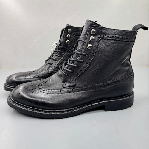 稀缺捡漏高端外贸水洗牛皮男靴子复古雕花马丁靴固特异皮底工装靴