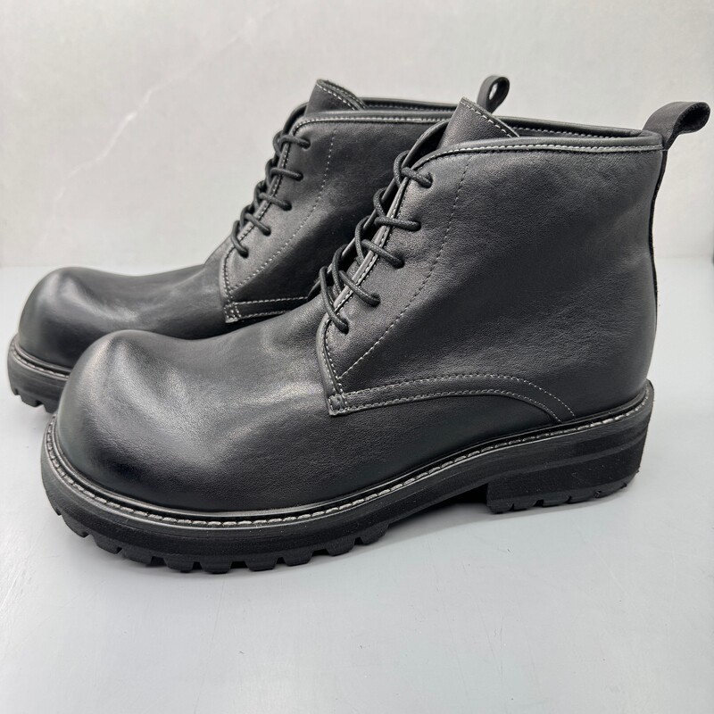 马皮男士厚底短靴英伦拉链机车靴
