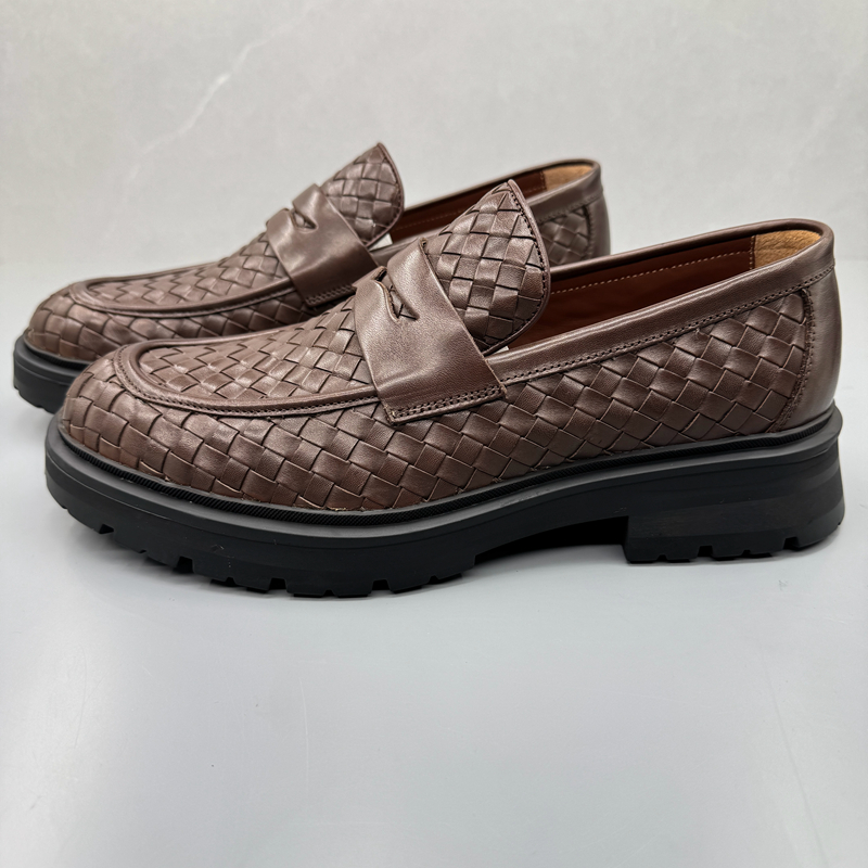 胎牛皮男士休闲皮鞋一脚蹬正装鞋