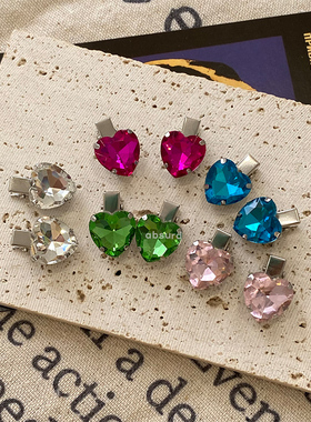 彩色爱心水钻边夹甜美可爱俏皮刘海夹碎发鸭嘴夹侧边夹发饰卡子