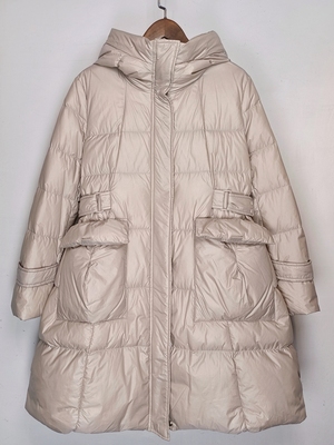 品牌折扣断码专柜撤柜女士冬装羽绒服中长款长袖高领连帽大口袋潮