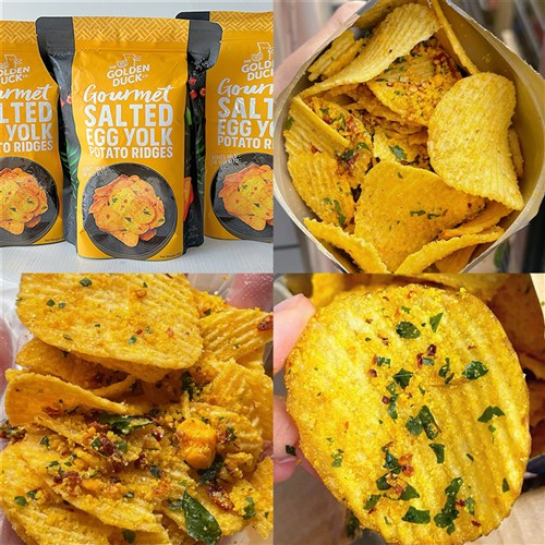 超推新加坡金鸭GoldenDuck奶油咸蛋黄薯片九层塔脆片追剧零食