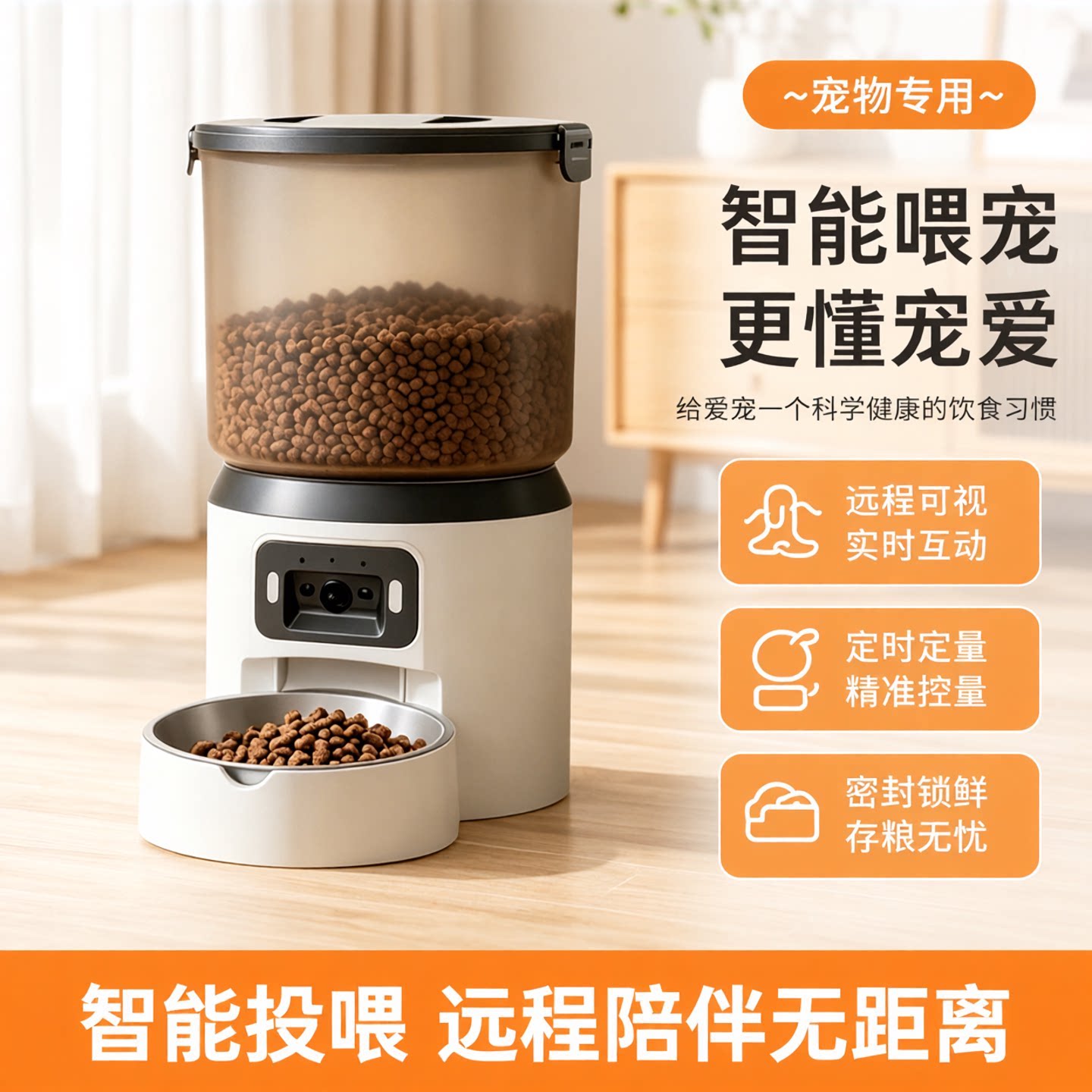4L猫咪宠物智能喂食器狗狗可视投食机定时定量可视频语音远程控制