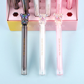 水晶熊亚克力中性笔高颜值速干学生专用可爱创意黑色办公签字笔