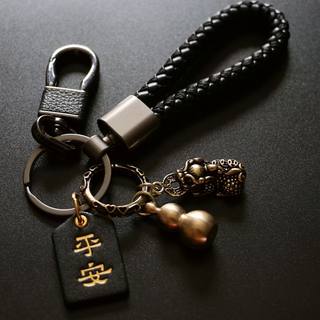 貔貅钥匙扣汽车钥匙挂件手工编织绳男女士钥匙铜链圈创意饰用品#