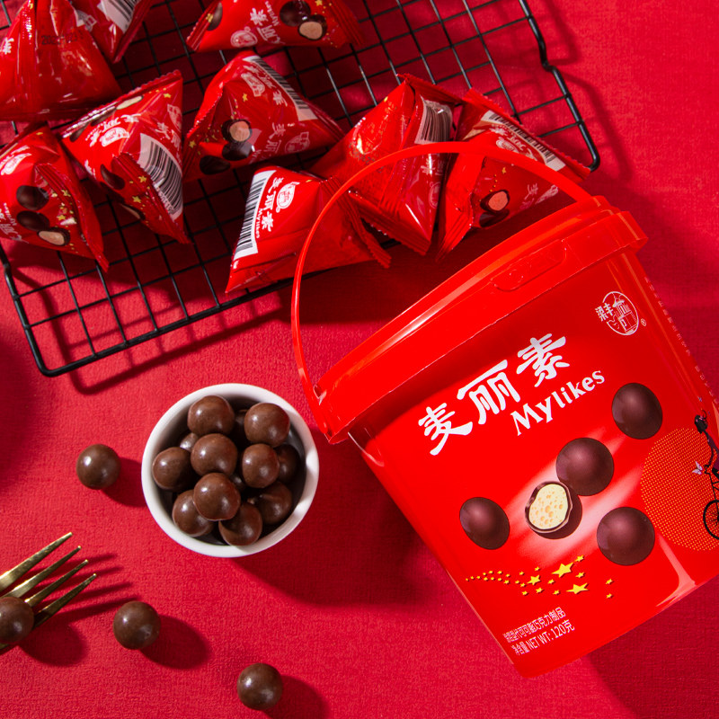 梁丰麦丽素巧克力豆原味卡布奇诺桶装