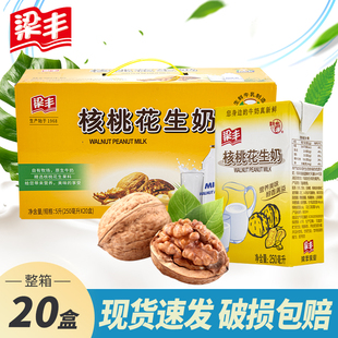 梁豐核桃花生牛奶250ml 20盒整箱兒童學生成人早餐牛奶 新日期