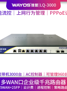 WAYOS维盟LQ-3000多WAN口智能QOS流控PPPOE认证上网行为管理无线AP管理酒店wifi覆盖商用企业级千兆路由器
