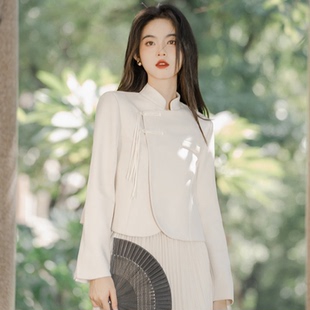 唐装中国风女装秋季中式上衣女民国小洋装两件套装国风新中式外套