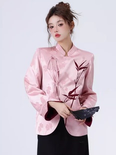 新年战袍唐装女中式中国风外套国风上衣结婚订婚拜年服新中式西装