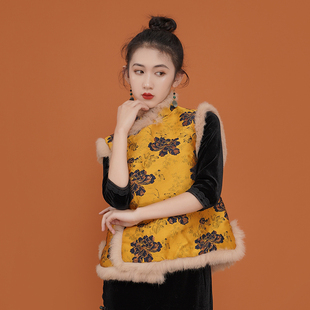 新年战袍新中式唐装冬季过年旗袍上衣中式马甲拜年服女中国风女装