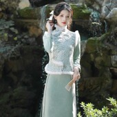 中式 冬季 女装 旗袍女秋冬唐装 中国风套装 国风马甲女款 新中式 连衣裙