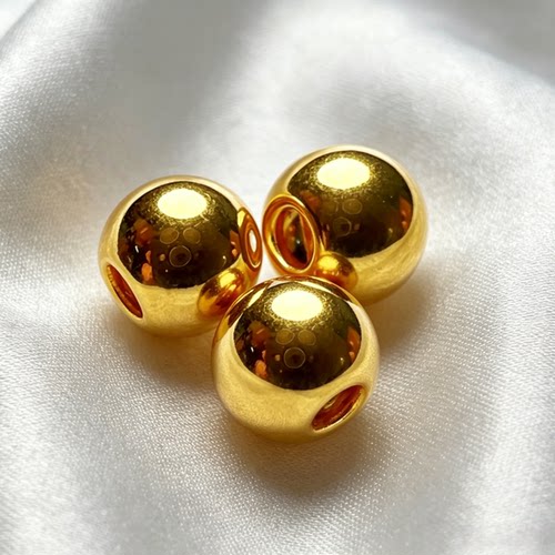 鑫大师黄金足金999黄金[l]转运珠小金珠散珠串珠光面3D硬金路路通