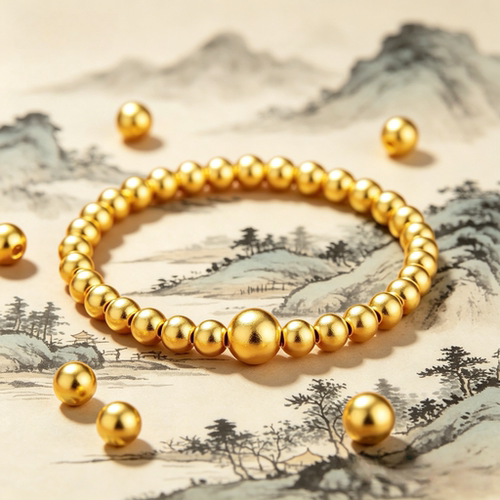 鑫大师黄金足金999黄金[q]转运珠小金珠散珠串珠光面3D硬金路路通