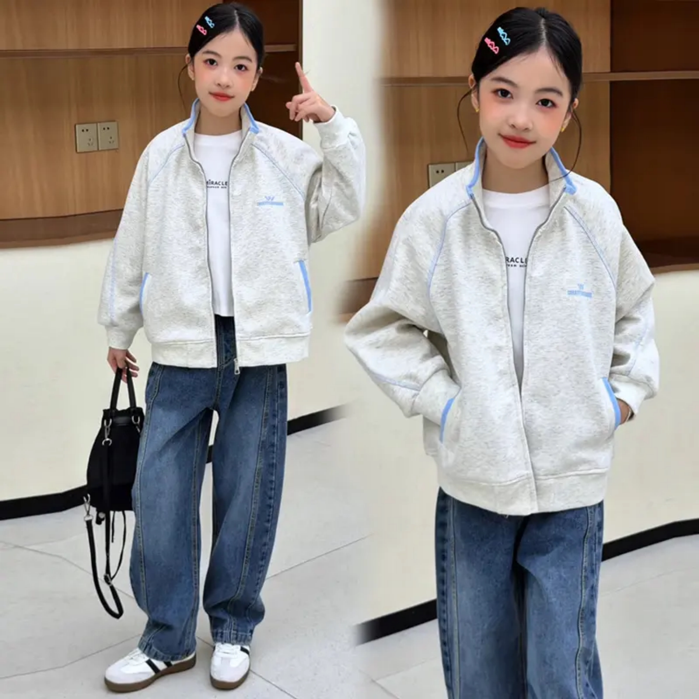 女童春秋休闲牛仔两件套