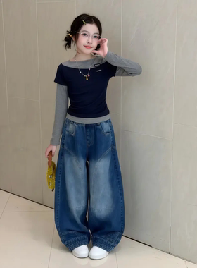 女童2026春秋韩版潮牛仔套装