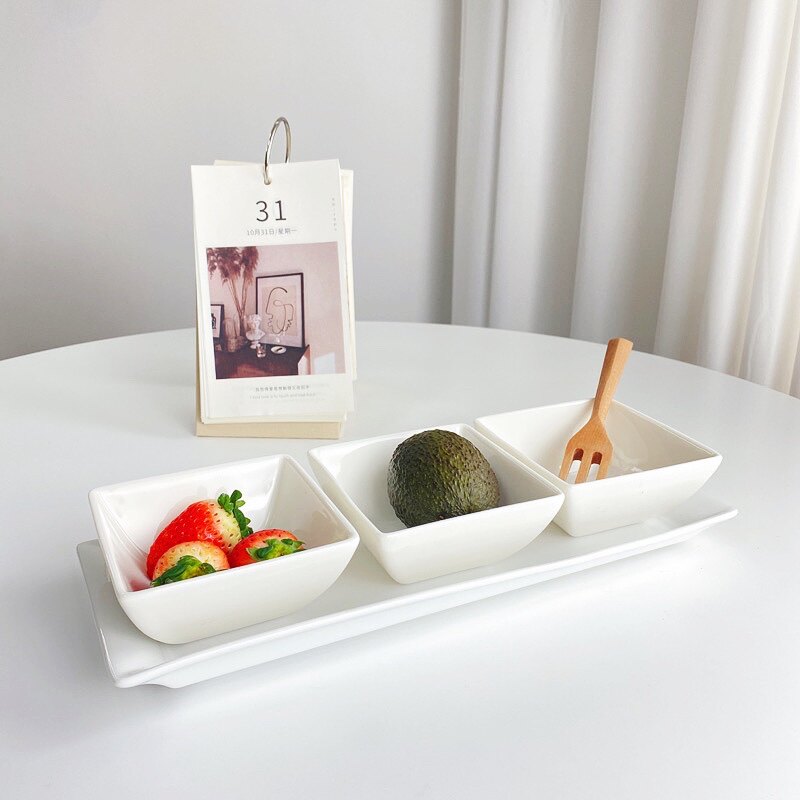 韩式水果拼盘超长长方盘四方小碗干果休闲零食小吃碟四方沙拉小碗