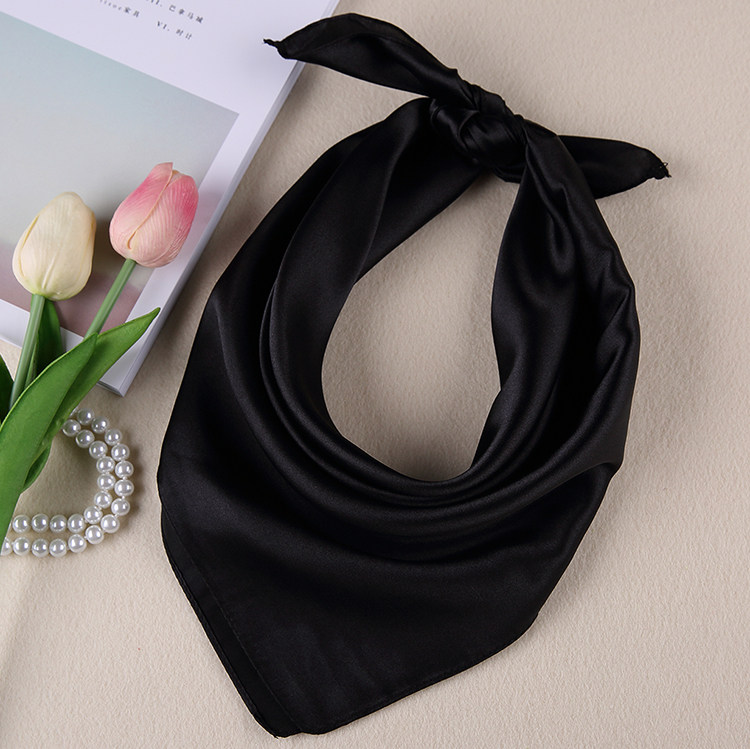 黑色丝巾纯色小方巾银行酒店服务员制服职业装小丝巾休闲时尚围巾