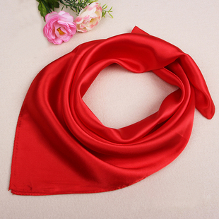 大红色方巾水兵舞演出中国红色小方巾丝巾纯色男女演出丝巾职业