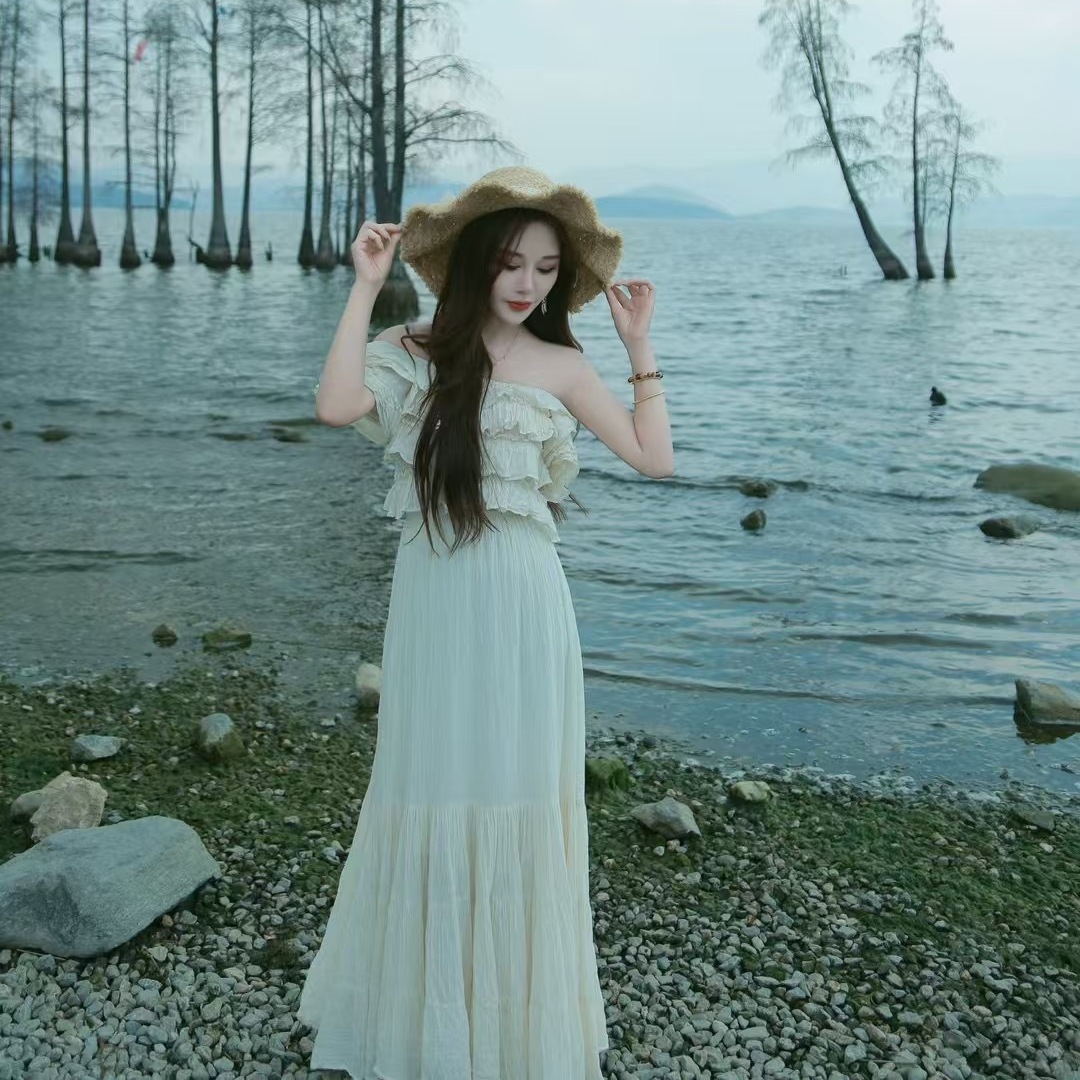 扶摇现货｜原版生态棉仙女裙斜肩一字肩两种穿法抹胸蛋糕连衣裙