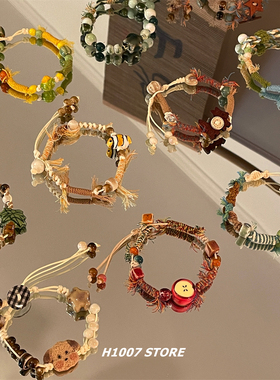 新中式国风编绳陶瓷女手链男小众设计手作编织手绳民族风情侣手饰