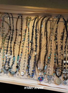 新中式古风天然串珠手作锁骨链百搭男项链女生小众设计感颈链新款