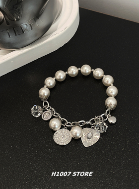 新款复古珍珠女手链男美式复古中古风小众设计高级感古着手链百搭