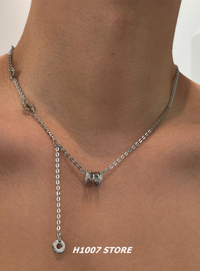 新款美式嘻哈风男款项链小众设计冷淡风颈链女锁骨链高级感毛衣链