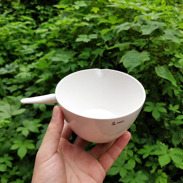 陶瓷带柄蒸发皿 300ml 带柄陶瓷坩埚 瓷器柄皿