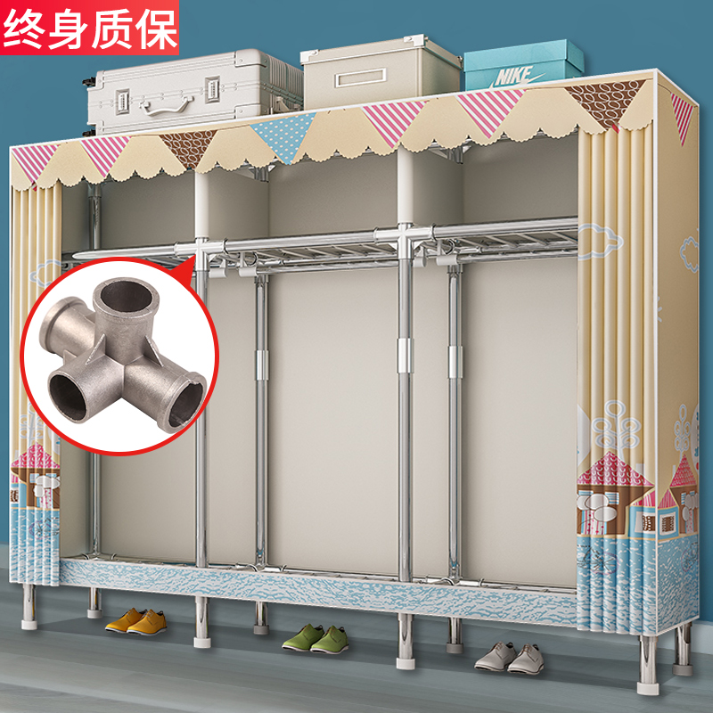 简易衣柜现代简约布衣柜钢管加粗加固出租房家用卧室收纳挂衣架子