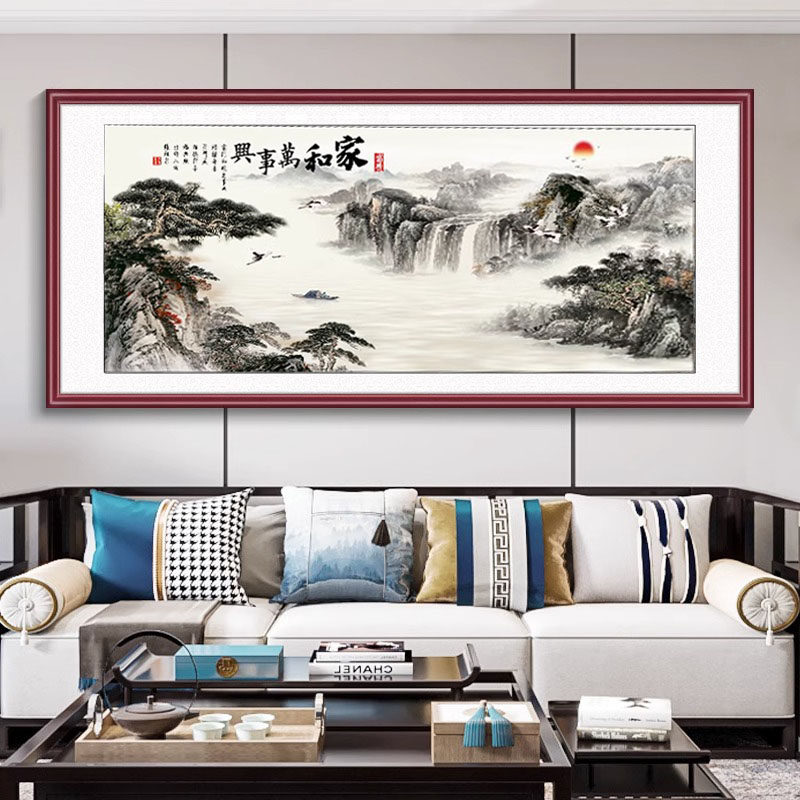 十字绣2026新款线绣客厅家和万事兴流水生财迎客松大气手工绣刺绣