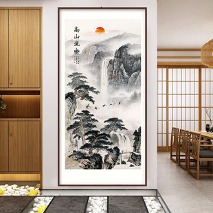 十字绣2023新款 流水生财风景玄关大气手工自己绣刺绣 线绣客厅中式