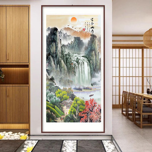 富春山居图十字绣2023新款 风景玄关大气手工自己刺绣 线绣客厅竖版