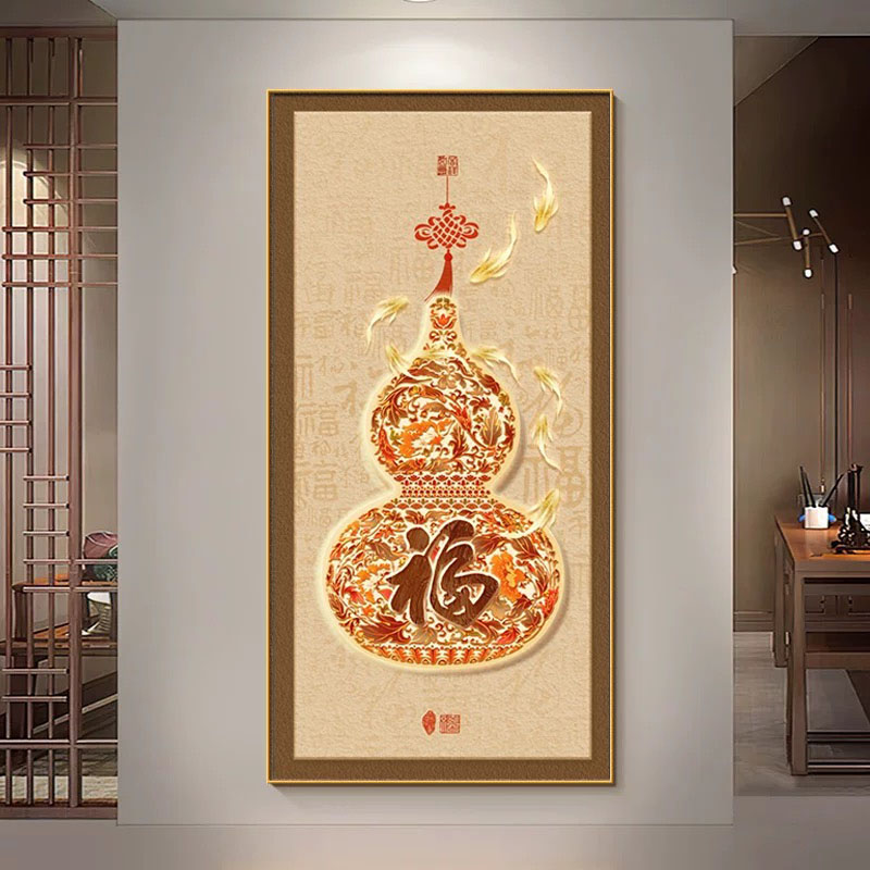 2025年新款十字绣线绣客厅百福图福字葫芦中国结卧室玄关手工刺绣