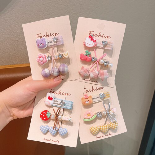 新款女童韩系卡通发夹不伤发套装