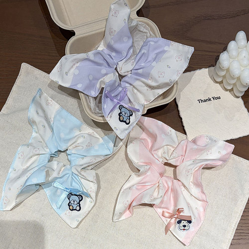 多巴胺小熊女童方巾发圈扎马尾