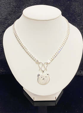 ins大热纯银刻字定制项链小熊情侣亲子女儿童宝宝生日男吊坠饰品