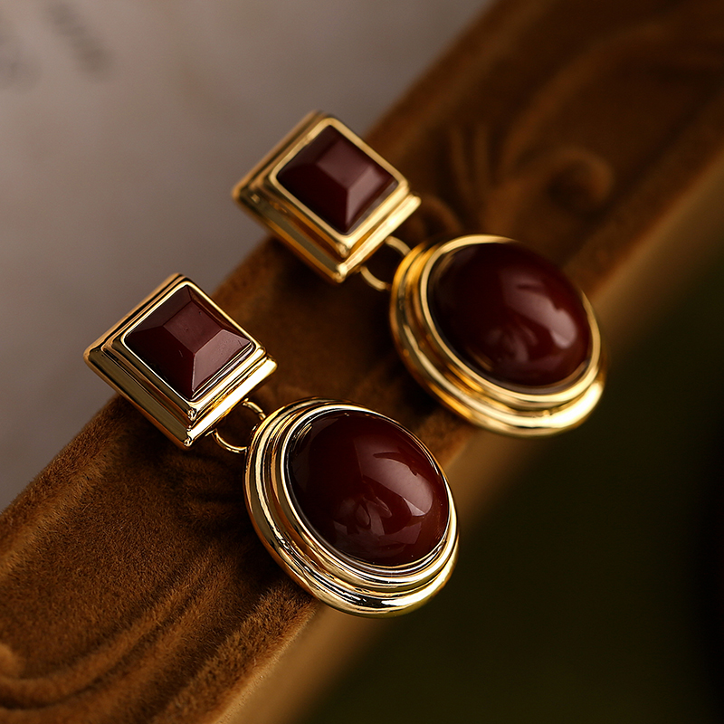 耳环红玛瑙美拉德女式