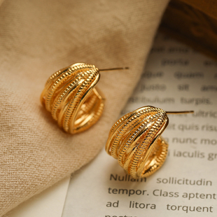 FRENCH耳环女耳圈2025新款 圈圈方圆脸小众独特气质 高级感耳饰爆款