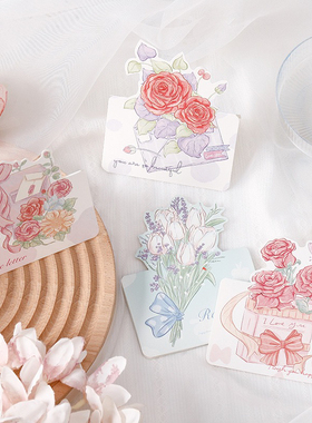 ins情人节花束贺卡祝福玫瑰手绘系列节日小卡片母亲节花店通用卡