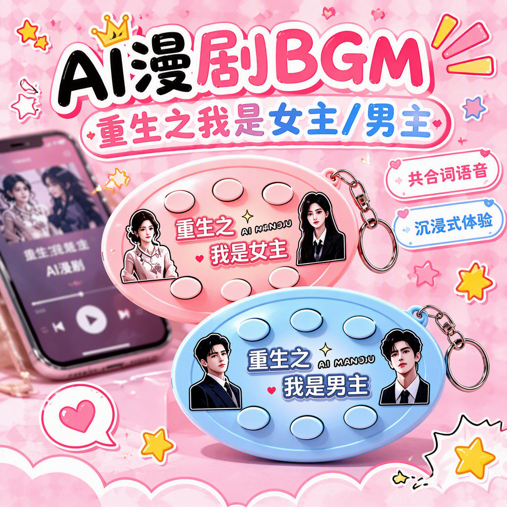 重生之我是女主男主语音钥匙扣短剧BGM按键发声解压挂件二次元图片