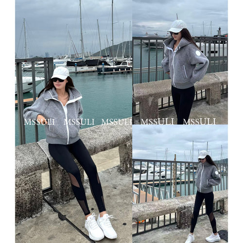 顶配版！25S鹅鹅家白徽标拉链抓绒飞行员夹克休闲外套 女