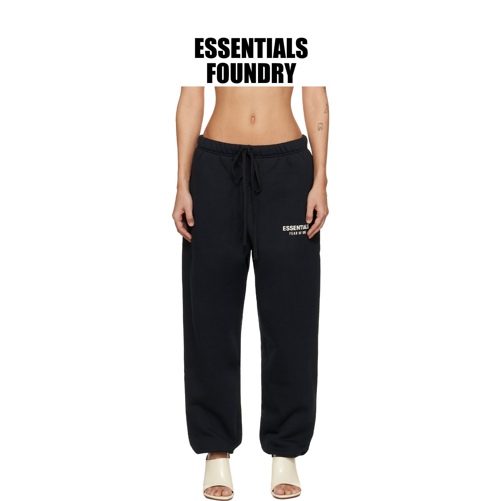 ESSENTIALS 长裤2024秋冬美潮宽松男女情侣款烫印抓绒裤子 21
