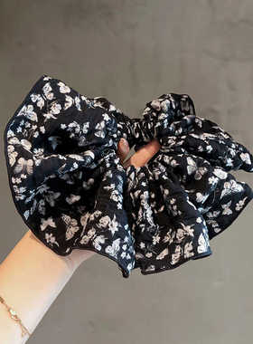 气质女印花宽边褶皱肥肠圈优雅大肠圈百搭高品质头绳发圈发绳头花