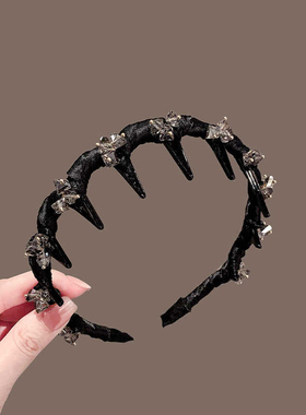 方糖水钻发箍高级感带齿气质头箍女高颅顶蓬松洗脸发饰头饰压发圈